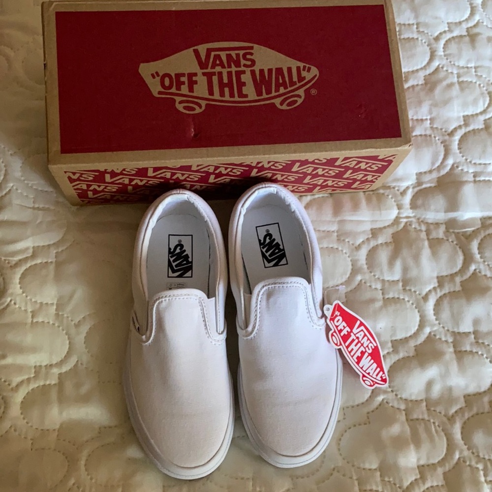 Vans White Classic Slip-On - Kids